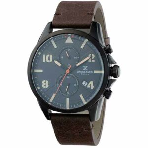 Daniel Klein Mens Watch - 45mm Analog - Multifunction - Quartz - Sport Watch, Dual Time Watch - Black/Brown - DK12344-5