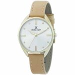 Daniel Klein Womens Watch - Leather Strap - 34mm Analog - Quartz - White Stich - Gold Tone/Tan - DK12371-1