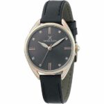 Daniel Klein Womens Watch - Leather Strap - 34mm Analog - Quartz - 0 - Rose Gold Tone/Black - DK12371-7