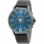 Daniel Klein Mens Watch - Leather Strap - 45mm Analog - Quartz - Seconds Indicator - Black/Brown - DK12374-4