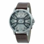 Daniel Klein Mens Watch - Leather Strap - 45mm Analog - Quartz - Seconds Indicator - Grey/Brown - DK12374-5