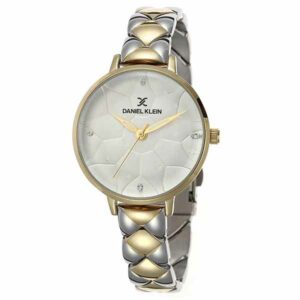 Daniel Klein Womens Watch - 34mm Analog - Quartz - Flower Dial, Crystal Accented, Slim - Gold/Silver Tone - DK12406-7