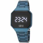 Daniel Klein 37.5mm Touchscreen Mens Retro Digital Square Watch - Stainless Steel - Blue - DK12409-6