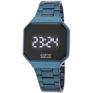 Daniel Klein 37.5mm Touchscreen Mens Retro Digital Square Watch - Stainless Steel - Blue - DK12409-6