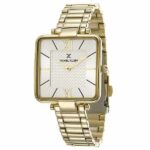 Daniel Klein Womens Square Watch - 30mm Analog - Quartz - Romain Numerals, Textured Dial - Gold Tone - DK12410-3