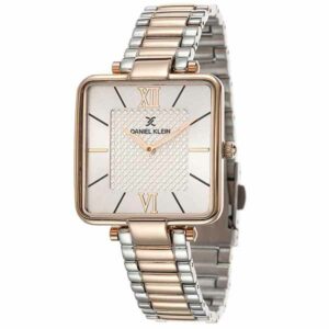 Daniel Klein Womens Square Watch - 30mm Analog - Quartz - Romain Numerals- Rose Gold and Silver Tone - DK12410-5