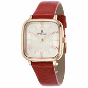 Daniel Klein Womens Square Watch - 31mm Analog - Quartz - Rose Gold Roman Numerals - Rose Gold Tone/Red - DK12430-4