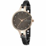 Daniel Klein Womens Watch - 32mm Analog - Quartz - Crystal Accented, Bangle - Rose Gold Tone/Black - DK12431-5