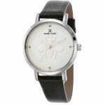 Daniel Klein Womens Watch - Leather Strap - 36mm Analog - Quartz - Bee, Minimalist - Silver Tone/Black - DK12434-1