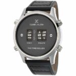 Daniel Klein Mens Watch - Leather Strap - 46mm Analog - Quartz - Time Roller - Silver Tone / Black - DK12438-2