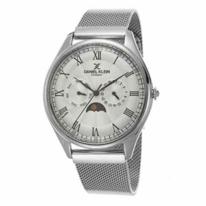 Daniel Klein Mens Watch - 48mm Analog - Multifunction - Quartz - Japanese Sun and Moonphase - Silver Tone - DK12478-1