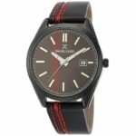 Daniel Klein Mens Watch - Leather Strap - 42mm Analog - Quartz - Red Racing Stripe - Black - DK12494-1