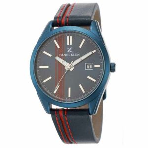 Daniel Klein Mens Watch - Leather Strap - 42mm Analog - Quartz - Red Racing Stripe - Blue - DK12494-6