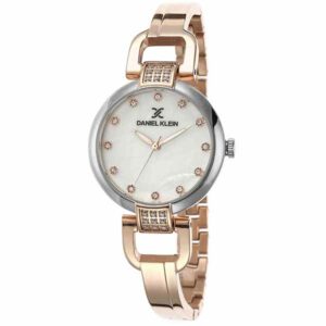 Daniel Klein Womens Watch - 31mm Analog - Quartz - Marble Dial, Crystal Accented, Bangle Band - Rose Gold Tone - DK12503-1