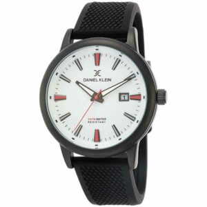 Daniel Klein Mens Watch - Silicone Strap - 46mm Analog - Quartz - Red Markers, Tire Tread - Black - DK12505-6