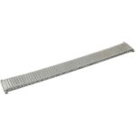 Angle view of Silver Tone Expansion Watch Strap, Metal Stretch Band, No Buckle, Straight End
