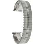 Top view of Silver Tone Expansion Band, Metal Stretch Strap, Straight End
