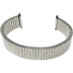 Face view of Silver Tone Mens Silver Tone Metal Expansion Watch Band, Stretch Strap