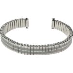 Face view of Silver Tone Womens Stretch Band, Metal Expansion Watch Strap, Straight End