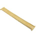 Angle view of Gold Tone Mens Expansion Watch Band, Stainless Steel Stretch Strap, Straight End