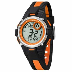 Calypso 35mm Kids Digital Sports Watch, Silicone Strap - Black / Orange - K5558/4