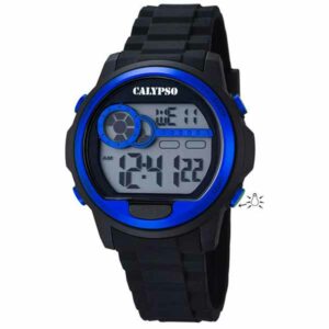 Calypso 43mm Mens Digital Sports Watch, Silicone Strap - Black / Blue - K5667/3