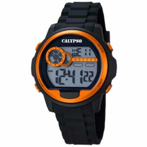Calypso 43mm Mens Digital Sports Watch, Silicone Strap - Black / Orange - K5667/4