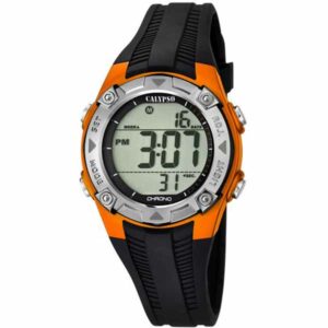 Calypso 36.6mm Kids Digital Sports Watch, Silicone Strap - Black / Orange - K5685/7