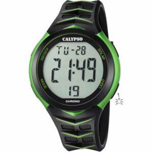 Calypso 45mm Mens Digital Sports Watch, Silicone Strap - Black / Green - K5730/4