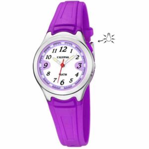 Calypso 28mm Womens Analog Glow Watch, Quartz, Silicone Strap - Silver / Purple - K6067/2