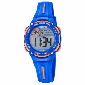 Calypso 32mm Kids Digital Sports Watch, Silicone Strap - Blue / Orange - K6068/3