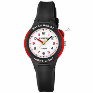 Calypso 29.5mm Kids Analog Glow Watch, Quartz, Silicone Strap - Black / Red - K6069/6