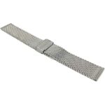 Angle view of Silver Tone Mens Stainless Steel Mesh Band, Adjusting Metal Watch Strap, Milanese with Fold-Over Clasp