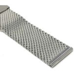 Closeup view of Silver Tone Mens Stainless Steel Mesh Band, Adjusting Metal Watch Strap, Milanese with Fold-Over Clasp