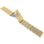 Open view of Gold Tone 22mm Stainless Steel Watch Band for Men, Metal Watch Strap, Gold Tone