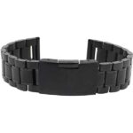 Face view of Black Stainless Steel Watch Band for Men, Metal Watch Bracelet
