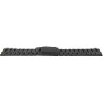 Flat view of Black Stainless Steel Watch Band for Men, Metal Watch Bracelet