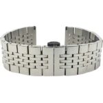 Face view of Silver Tone Mens Metal Watch Band, Stainless Steel Strap, Ajustable
