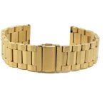 Face view of Gold Tone Mens Metal Watch Band, Silver, Gold, Black, Black/Silver