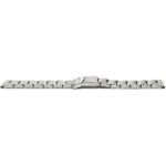 Flat view of Silver Tone Ladies Stainless Steel Watch Band, Deployment