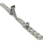 Angle view of Silver Tone Ladies Stainless Steel Watch Band, Deployment