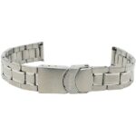 Flat view of Silver Tone Womens Metal Watch Strap, Deployment, Silver and Gold Straps