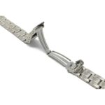 Angle view of Silver Tone Womens Metal Watch Strap, Deployment, Silver and Gold Straps