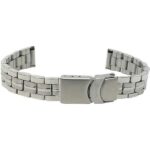 Flat view of Silver Tone Womens Steel Watch Strap, Deployment, Silver and Gold Straps