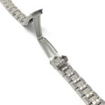 Angle view of Silver Tone Womens Steel Watch Strap, Deployment, Silver and Gold Straps