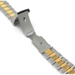 Angle view of Two-Tone Mens Stainless Steel Watch Band, Metal Watch Band, Ajustable, Removable Links