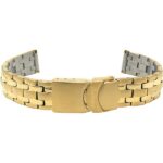 Face view of Gold Tone Womens Steel Watch Bracelet, Womens Metal Replacement Strap, Deployment