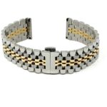 Face view of Two-Tone Mens Stainless Steel Watch Band for Rolex, Straight or Curved End