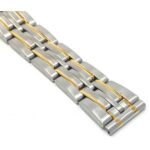 Closeup view of Two-Tone Womens Metal Replacement Watch Strap, Deployment