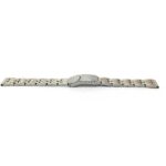 Flat view of Two-Tone Womens Metal Replacement Watch Strap, Deployment